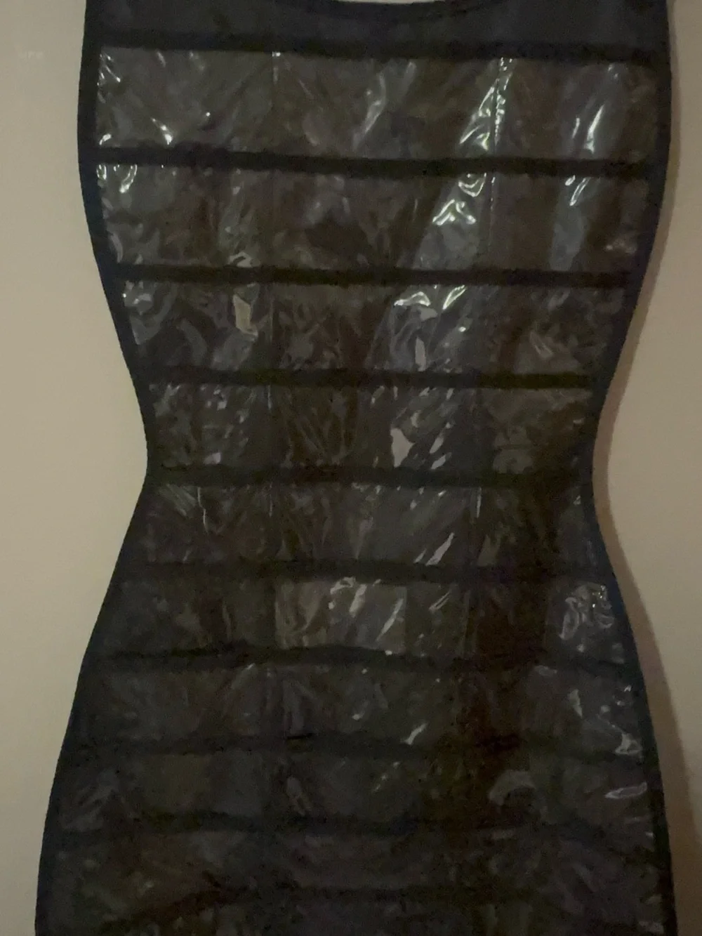 Black Dress-Shaped Hanging Jewelry Organizer Clear Pocket Storage